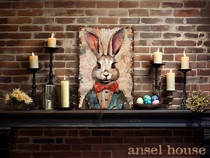 Easter Decor - Primitive Rustic Bow Tie Bunny Metal Art Sign Mantle Decoration - Indoor Outdoor Door Porch - Anthropomorphic Rabbit - Etsy