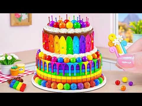 How To Make A Mini Chocolate Rainbow Cake ASMR 🌈🍫🎂 Amazing Miniature Cake Decorating & Tiny Baking