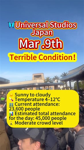 Universal Studios Japan Live Update: March 9 Crowds and Tips
