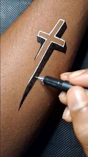 Cross Tattoo Design | Black And White Gel Pen Art | Minimalistic Design Idea...#tattoo #art #drawing