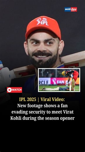 15K views · 206 reactions | A dramatic moment unfolded during the IPL 2025 opener as a fan breached security at Eden Gardens to meet Virat Kohli after his half-century. New footage reveals how the fan evaded security before being escorted off and later arrested. VC: X Check out our exclusive IPL content! Head to our website—link in bio #IPL2025 #ViratKohli #RCBvKKR #Cricket #Sports | MiD DAY | Facebook