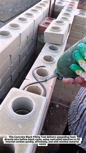Mortar Applicator Tool Fills Hollow Concrete Blocks with Precision Cement Mix in 12 Seconds