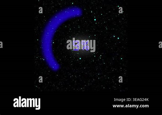Loading screen progress bar animation. 28 percent complete neon blue arc digital display space background stars cosmic sci fi futuristic technology interface user experience u i design element Stock Video Footage - Alamy