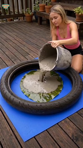Amazing DIY Cement Table with Real Leaf Texture | Creative Outdoor Furniture Makeover 🌿✨ #DIY #CementCraft #ConcreteArt #GardenDecor #diyprojects