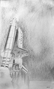 Hand Drawn Space Shuttle Launch Picture - Etsy