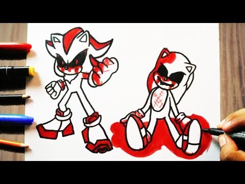 COMO DIBUJAR a SHADOW.EXE VS SONIC.EXE