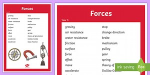 Year 5 Forces Scientific Vocabulary Poster