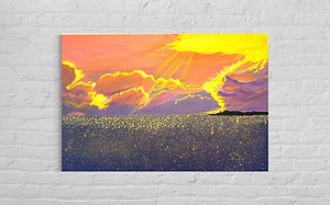 Sunset Over Sparkling Ocean- Original Acrylic Painting. - Etsy Australia