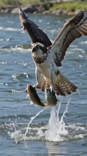 Osprey Catches TWO Fish at Once! 🦅🐟 #Shorts