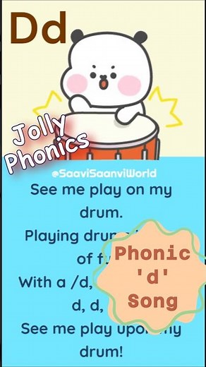 Jolly Phonics 'D' 🥁song with Lyrics #jollyphonics #PhonicsFun #phonics #letterD @SaaviSaanviWorld