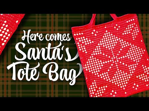 How to Crochet a Christmas Tote Bag ✨ Festive Filet Crochet Tutorial ✨ Left-handed