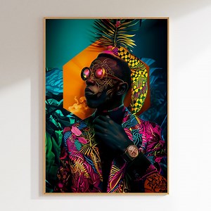 African Abstract Art Print: Colorful Portrait (Digital Download)