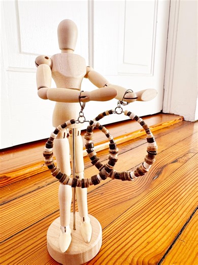 Asymmetric Coconut Shell Hoops - Etsy