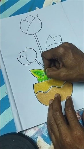 simple flower drawing with pastel colour