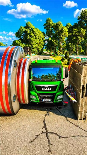 🧱💥 BOLLARD CRUSH CORRIDOR! 🚛 One Side Pushes, One Side BLOCKS 😱 | BeamNG.drive #beamngdrive
