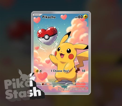 Custom Pokemon Card Pikachu I Choose You! Full Art Foil - Etsy
