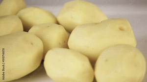 Step by step. Slicing Yukon gold potatoes for classic mashed potatoes