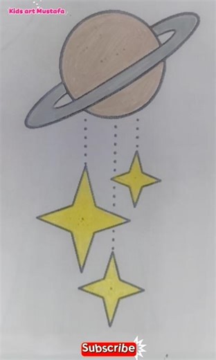 Saturn and Falling Stars Drawing🪐
