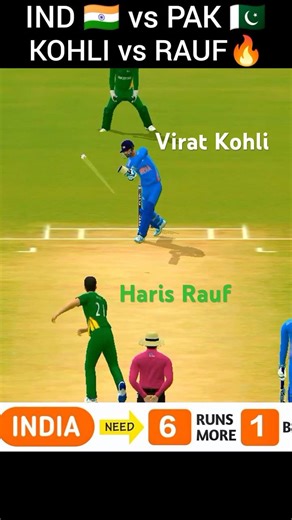 Virat Kohli vs Haris Rauf 3 BALLS 12 RUNS. 🤯 | IND 🇮🇳 vs PAK 🇵🇰 #shorts #cricket #realcricket