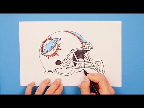 How to draw Miami Dolphins football helmet (NFL)