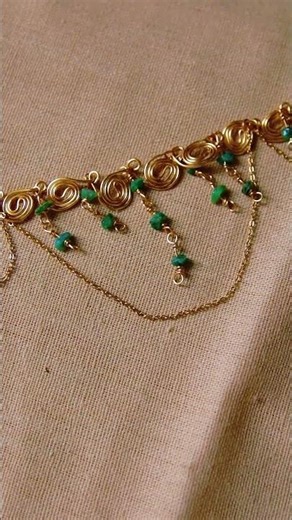 Easy Tutorial Wire Link Choker with Emerald Beads #jewelrymaking #monitajewelry #handmadechoker