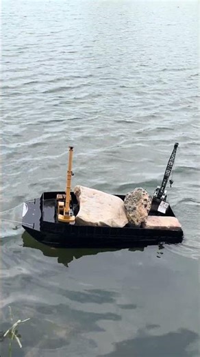 Crane Car Rebellion Too Long Inside the Barge #diyrcboat #rcboatbatam