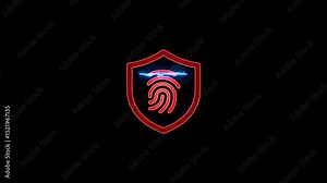 Identification sign, scan, touch id, access. Biometric scanner animation on white screen background.Fingerprint security icon isolated , Digital Finger lock icon animation .Biometric security icon