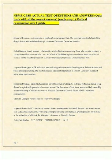 Latest NBME CBSE Actual Test Questions and Answers USMLE Step 1 Quiz Bank Verified Updated video