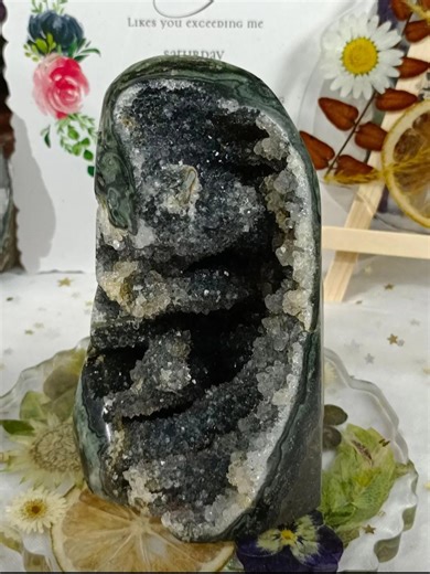 Rare Brazil Dark Forest Green Amethyst Scenic Crystal Geode - Etsy