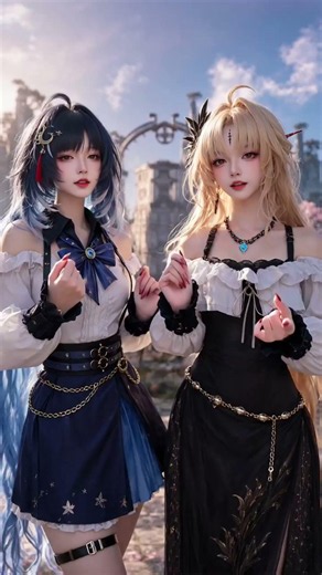 【4K /鳴潮 Wuthering Waves】Girls in School Uniforms./#wutheringwaves #yangyang #suisui
