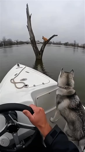 Baby Cat Trapped on a Tree in Flood | Kind Man & Dog Rescue Story 🐶🐱 | #animalrescue #babycatrescue #kittenrescue #floodrescue #catrescue