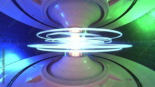 3d rendering smr or small modular nuclear fusion reactor core with magnetic ring 4k footage