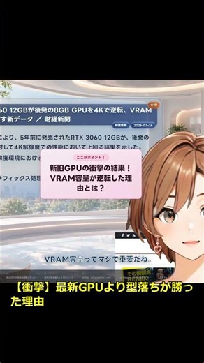 最新GPUに敗北？型落ちRTX 3060が4Kで逆転した驚愕の理由 #Shorts #ai #aivtuber