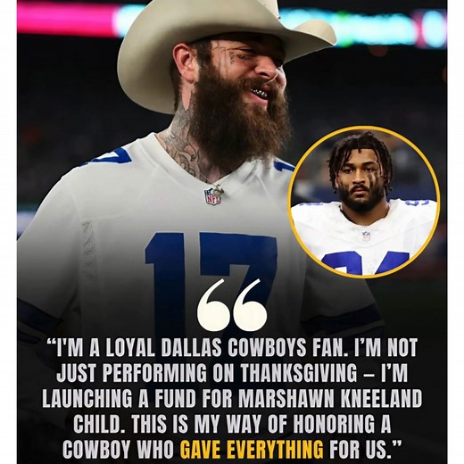 🔥 POST MALONE SHOCKS THANKSGIVING DAY 🔥 Cowboys fans are losing their minds: Post Malone will be performing live at AT&T Stadium during the Thanksgiving Day showdown between the Dallas Cowboys and the Kansas City Chiefs. And he’s not stopping at a massive stage performance — Post Malone is preparing a special tribute to Marshawn Kneeland, a moment expected to leave the entire NFL in silence.👇 Read more : SongVerse.us/post-malone-shocks-thanksgiving-day-cowboys-fans-are-losing-their-minds-post