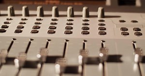 Controls of soundboard in studio
