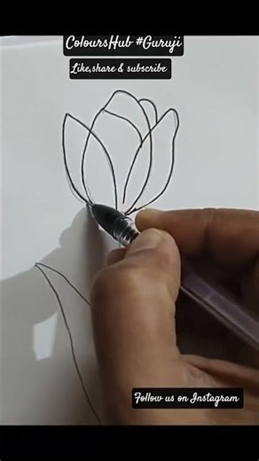5-minute Tulip flower drawing|| for beginners #shorts#youtube