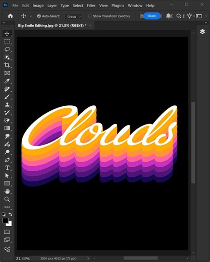 Adobe photoshop tips to create this gradient color overlay 3D text effect #bigsmileediting | Big Smile Editing