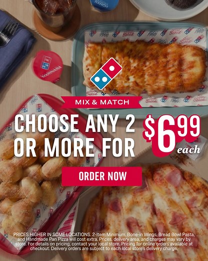 Delicious deal alert!!! Choose any 2 Domino’s menu-priced items and get both for $6.99 each. | Domino's Pizza