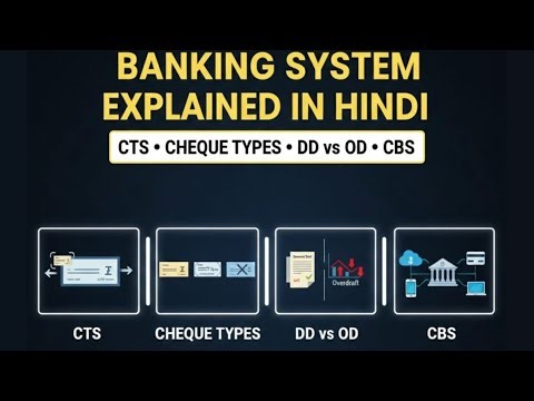 What is cheque truncation system ?Demand draft vs overdraft?Core banking solution? Types of cheques?