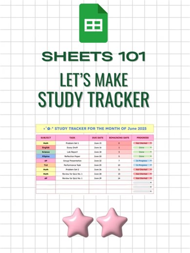 Study Tracker Google Sheets Tutorial for Students