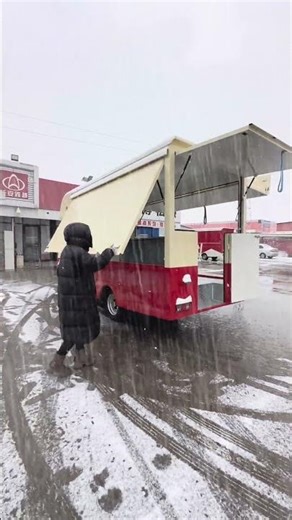 Blue-plate gasoline-powered multi-functional vending cart, easy to set up and pack up in the rain