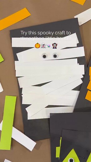 🎃👻 Spooky strip fun! ✂️🧡 Grab some paper and scissors, and start cutting strips to create your own mummy, pumpkin, and Frankenstein! Kids can cut, glue, and layer the strips to bring their spooky friends to life. 👀💚🖤 This activity isn’t just cute — it’s amazing for fine motor development! Each snip strengthens little hands, builds hand-eye coordination, and supports pre-writing skills. 🖐️🧠 🧡 Learning through play: • Strengthens scissor skills and coordination ✂️ • Encourages creativity