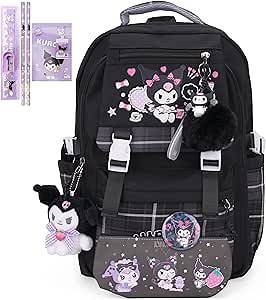 Juju Black Kawaii Backpack - Cute Kawaii Stuff Mochila Kawaii - Cute Backpacks For Girls - Backpacks For School Girls - Cute Backpack For School (Bla)
