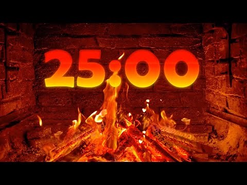 Fireplace - 25 minutes timer countdown with fire sound effects