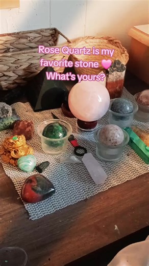 Rose quartz is my favorite stone. 🩷 What's yours? #crystals #altar #divine #spiritual #witch