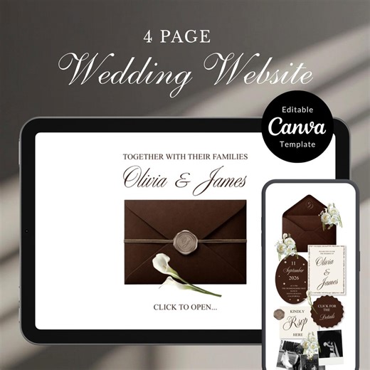 Brown&ivory Timeless Wedding Website Template With RSVP: Editable Canva Design (digital Download) - Etsy