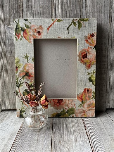 5 X 7 White and Pink Burlap Roses Decoupaged Picture Frame - Etsy