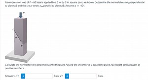 Problem StatementA compression load of P = 60\text{ kips} is ... | Filo