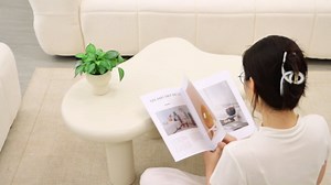 34"(L) Cloud Coffee Table, Modern Wood Coffee Table for Living Room, Accent Center Tables with 3 Legs, Small Tea Tables for Balcony, Patio, Bedroom, Wood