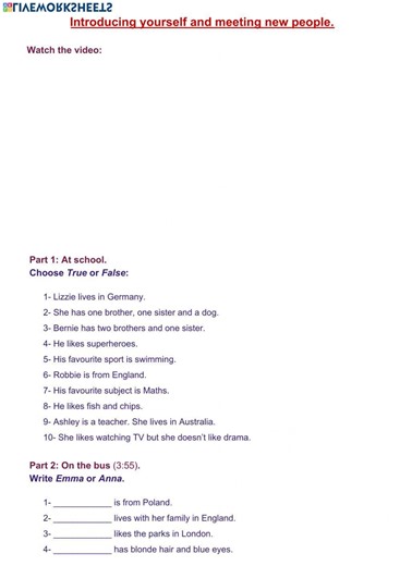 Introducing people. worksheet